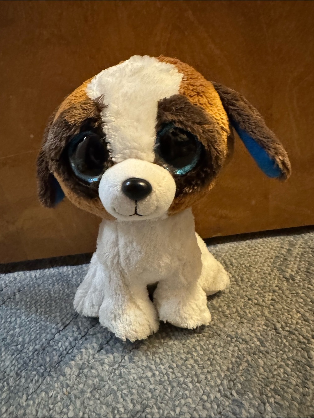 Ty Plush Puppy Dog Toy - Brown, White & Blue